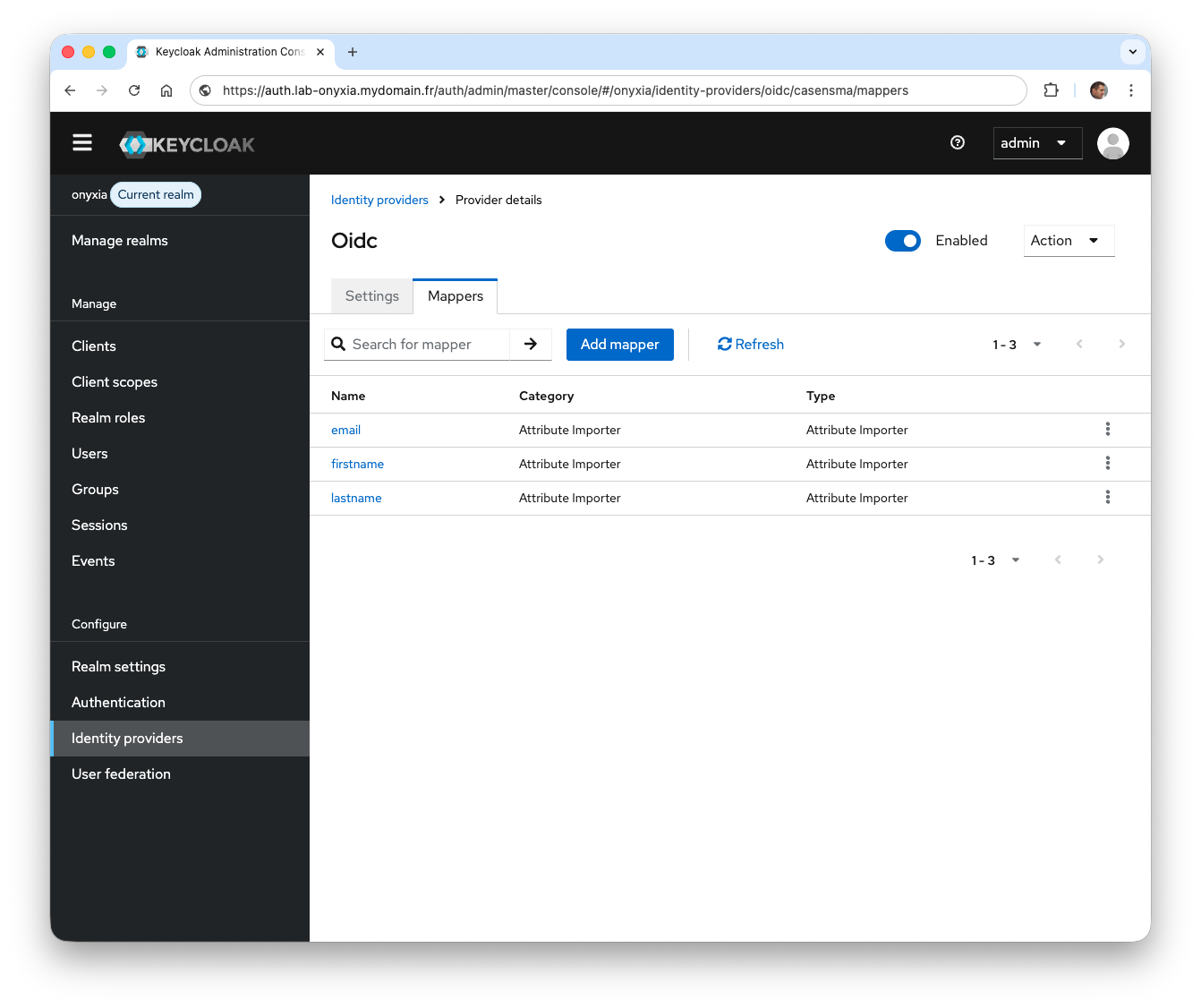 Configuration de tous les mappers