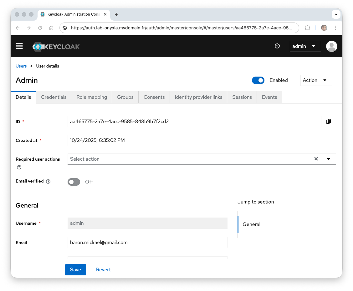 Création d'un compte utilisateur admin