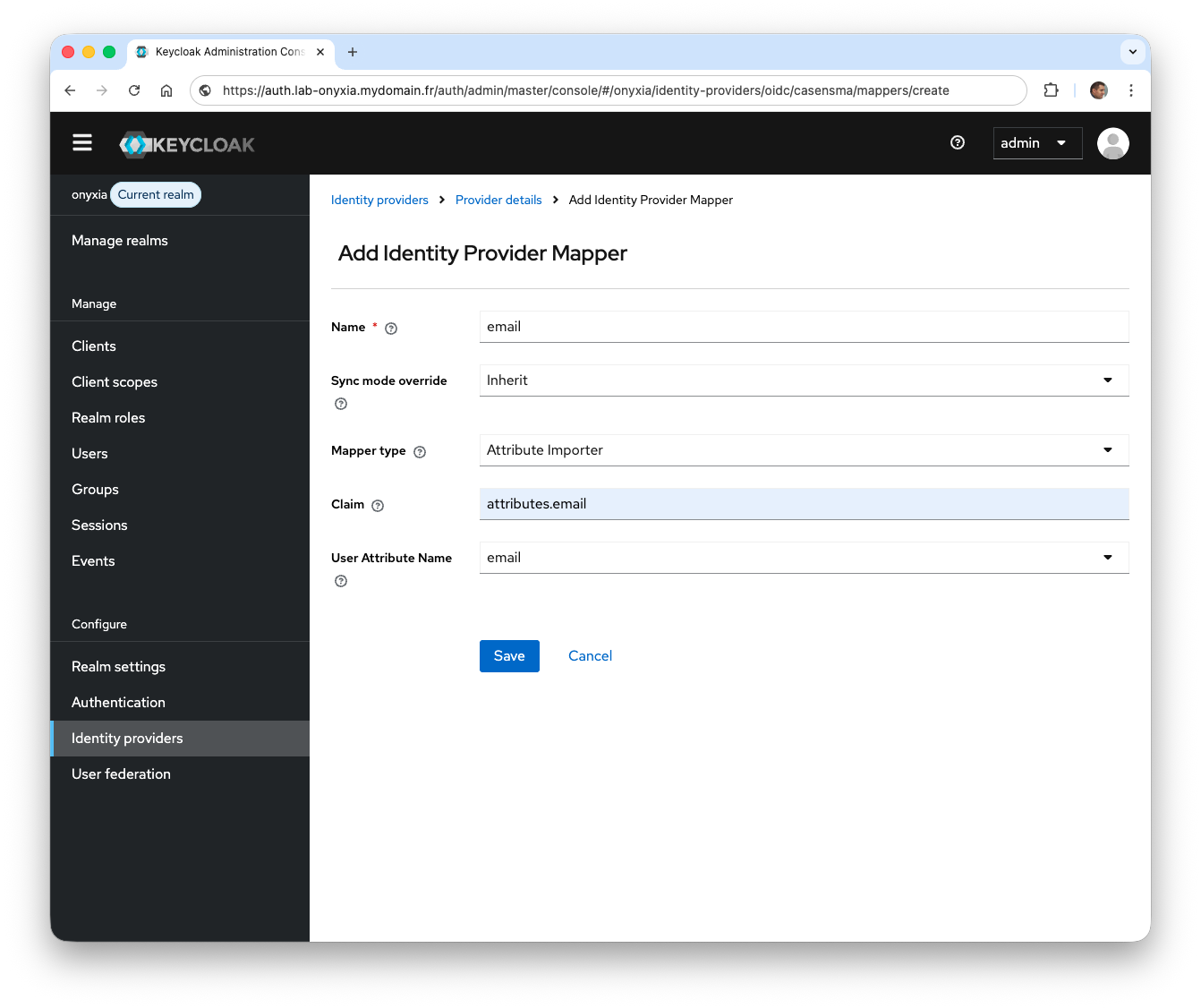 Configuration du mapper email