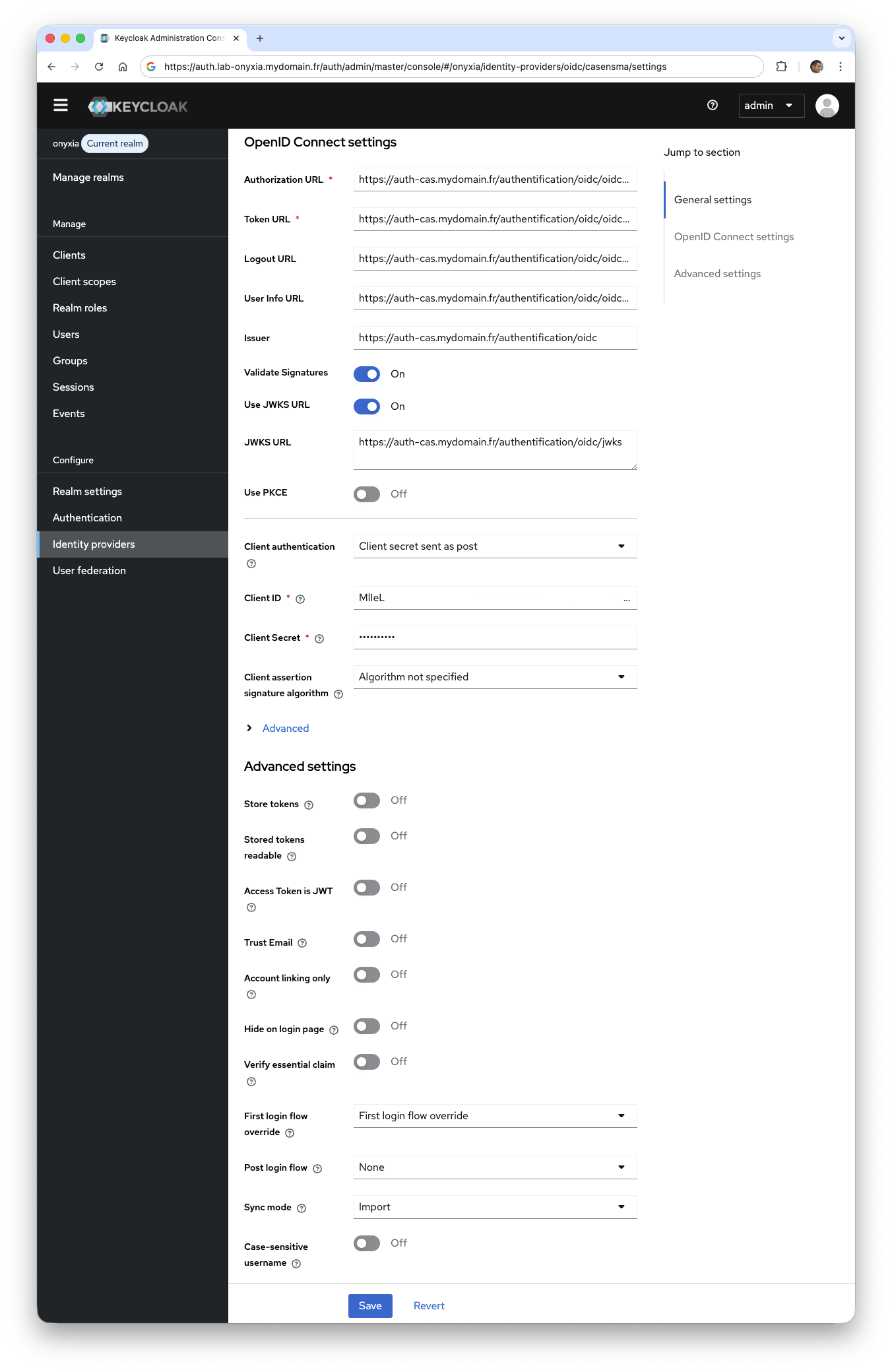 Configurer les informations du fournisseur OIDC