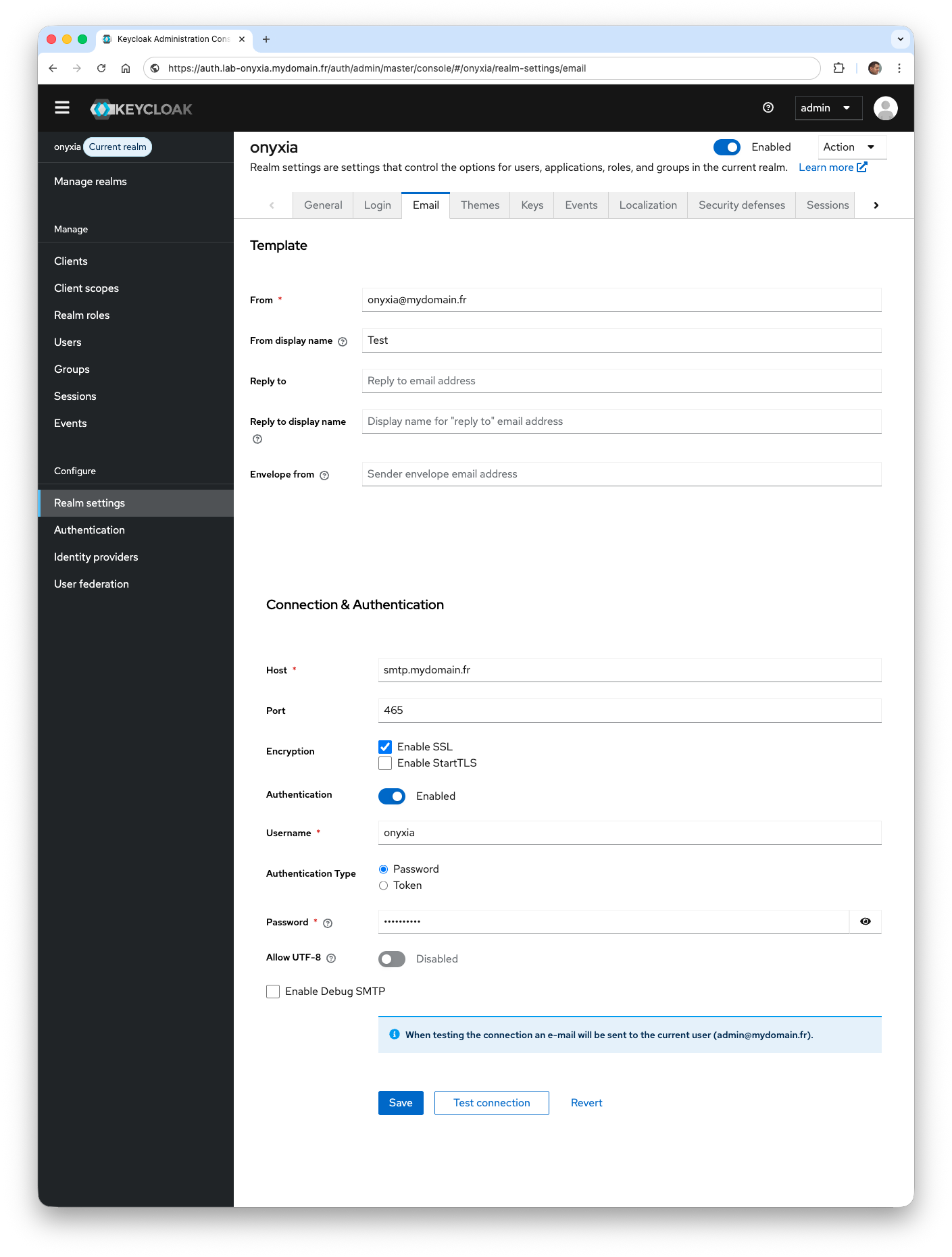 Configuration realm onyxia : login