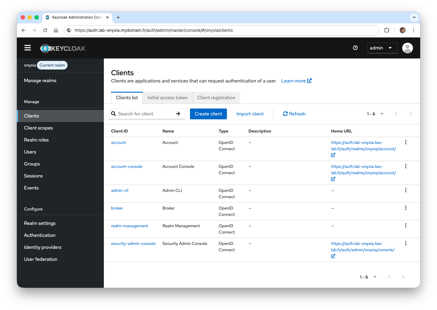Création d'un client