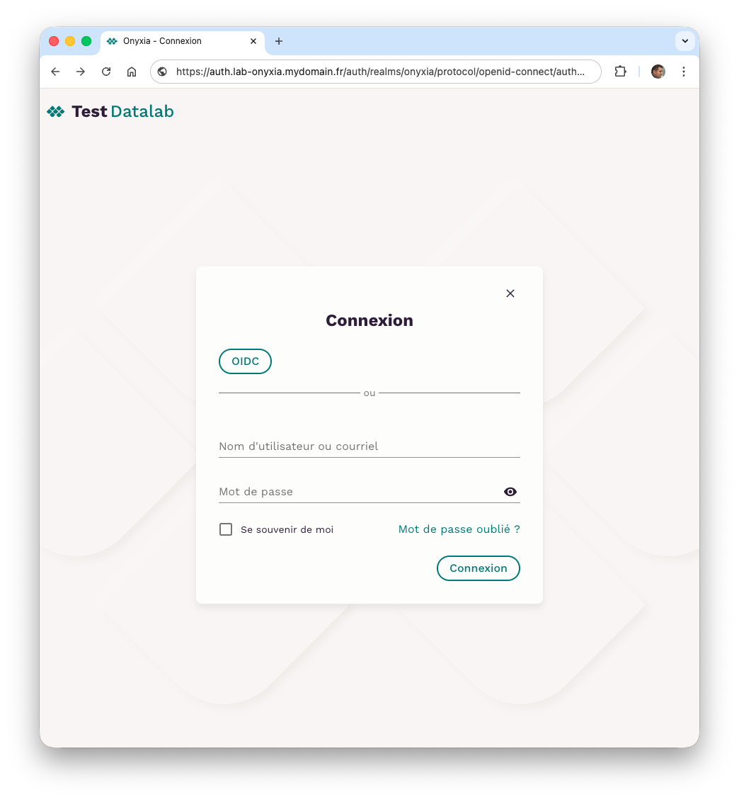 Formulaire d'authenfication avec deux possibilités